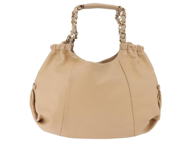 Borsa Salvatore Ferragamo Chain Vala in pelle beige oro Auth am11658A D'oro - vista 2