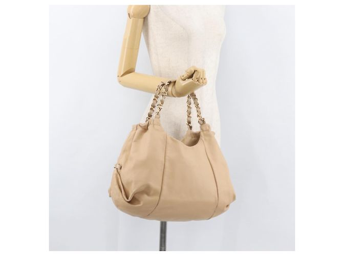 Borsa Salvatore Ferragamo Chain Vala in pelle beige oro Auth am11658A D'oro - vista 22
