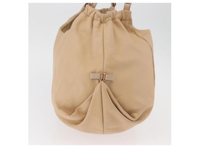 Borsa Salvatore Ferragamo Chain Vala in pelle beige oro Auth am11658A D'oro - vista 3