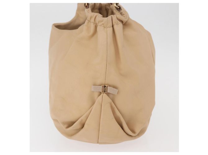 Borsa Salvatore Ferragamo Chain Vala in pelle beige oro Auth am11658A D'oro - vista 4