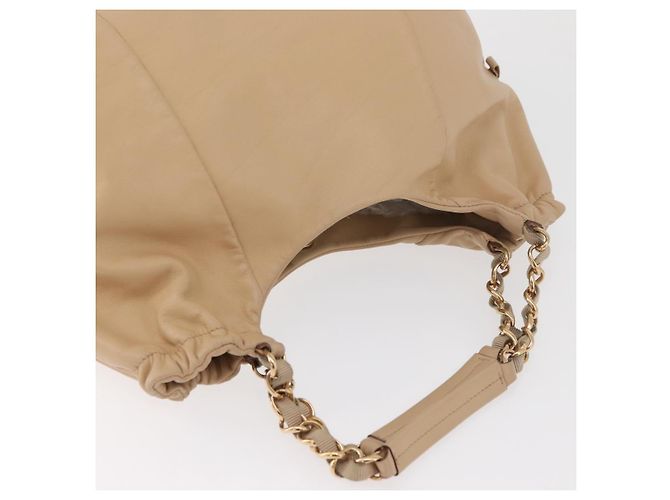 Borsa Salvatore Ferragamo Chain Vala in pelle beige oro Auth am11658A D'oro - vista 6