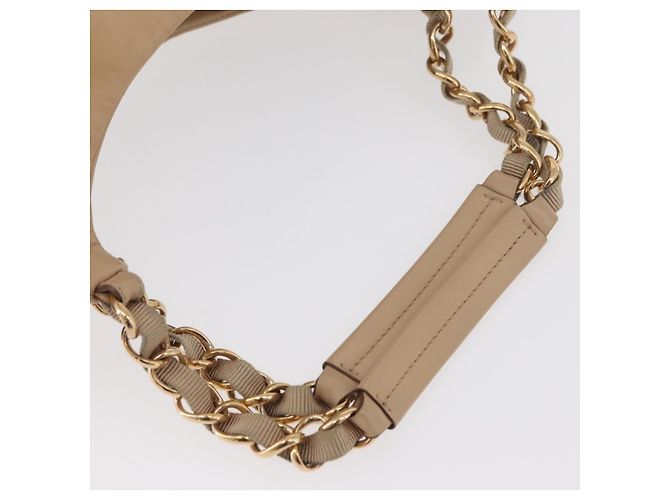 Borsa Salvatore Ferragamo Chain Vala in pelle beige oro Auth am11658A D'oro - vista 7