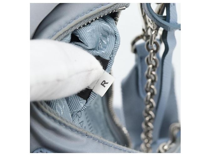 PRADA Re-Edition Shoulder Bag Nylon Blue Silver Auth ka4501A Silvery - view 12
