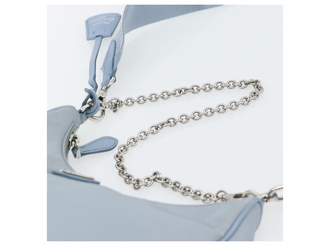 PRADA Re-Edition Shoulder Bag Nylon Blue Silver Auth ka4501A Silvery - view 14