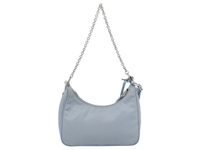 PRADA Re-Edition Shoulder Bag Nylon Blue Silver Auth ka4501A Silvery - view 2