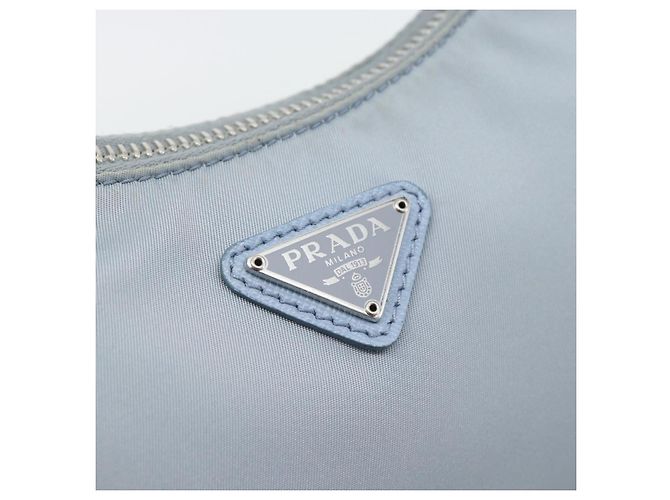 PRADA Re-Edition Shoulder Bag Nylon Blue Silver Auth ka4501A Silvery - view 20