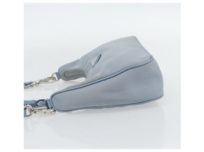 PRADA Re-Edition Shoulder Bag Nylon Blue Silver Auth ka4501A Silvery - view 3