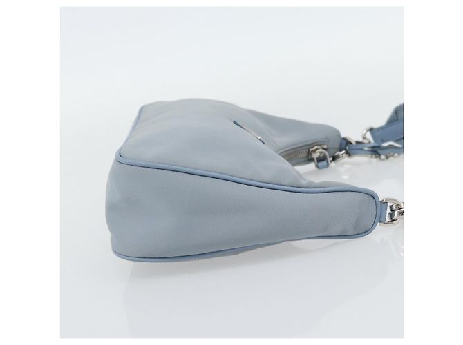 PRADA Re-Edition Shoulder Bag Nylon Blue Silver Auth ka4501A Silvery - view 4