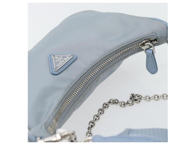 PRADA Re-Edition Shoulder Bag Nylon Blue Silver Auth ka4501A Silvery - view 6