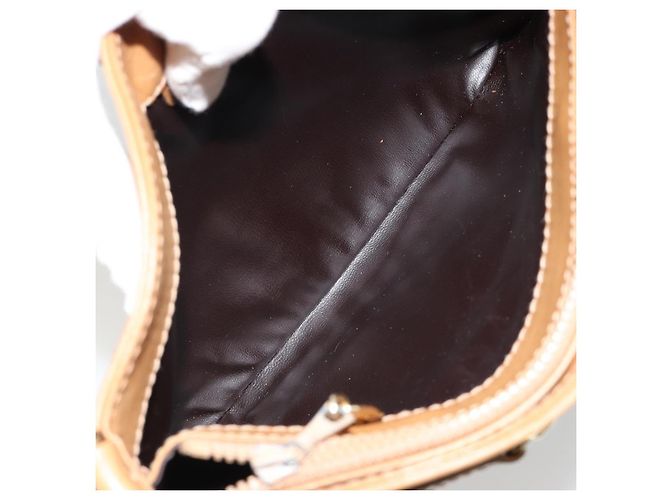 Céline Borsa a Spalla CELINE Macadam Canvas PVC Pelle Beige Oro Auth 182451 D'oro - vista 11