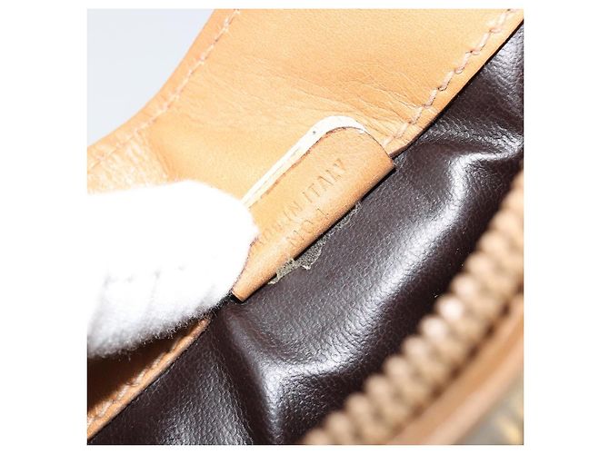 Céline Borsa a Spalla CELINE Macadam Canvas PVC Pelle Beige Oro Auth 182451 D'oro - vista 12
