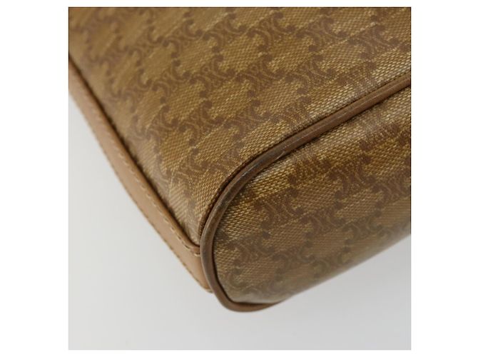 Céline Borsa a Spalla CELINE Macadam Canvas PVC Pelle Beige Oro Auth 182451 D'oro - vista 14