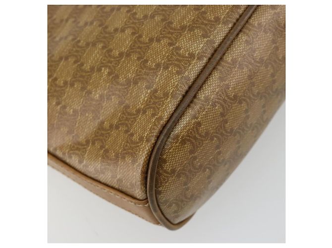 Céline Borsa a Spalla CELINE Macadam Canvas PVC Pelle Beige Oro Auth 182451 D'oro - vista 16