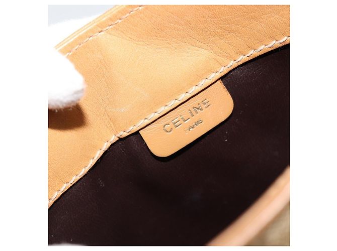 Céline Borsa a Spalla CELINE Macadam Canvas PVC Pelle Beige Oro Auth 182451 D'oro - vista 18