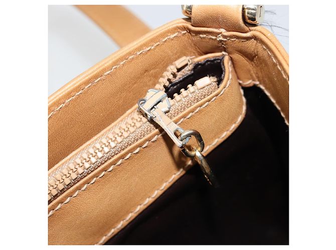Céline Borsa a Spalla CELINE Macadam Canvas PVC Pelle Beige Oro Auth 182451 D'oro - vista 19