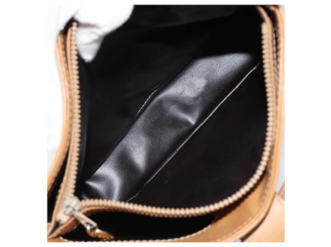 Céline Borsa a Spalla CELINE Macadam Canvas PVC Pelle Beige Oro Auth 182451 D'oro - vista 20