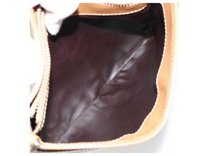 Céline Borsa a Spalla CELINE Macadam Canvas PVC Pelle Beige Oro Auth 182451 D'oro - vista 23