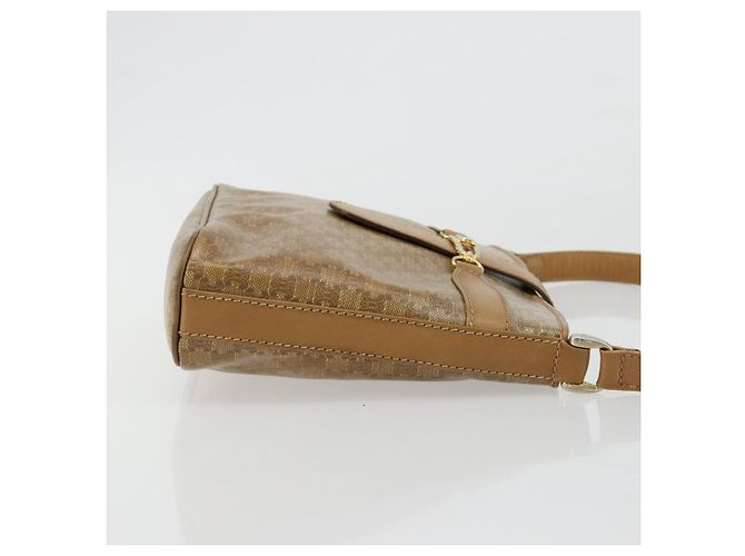 Céline Borsa a Spalla CELINE Macadam Canvas PVC Pelle Beige Oro Auth 182451 D'oro - vista 3
