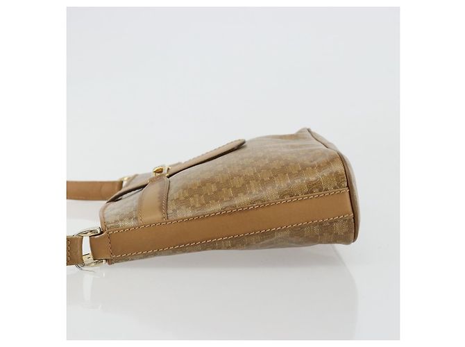 Céline Borsa a Spalla CELINE Macadam Canvas PVC Pelle Beige Oro Auth 182451 D'oro - vista 4