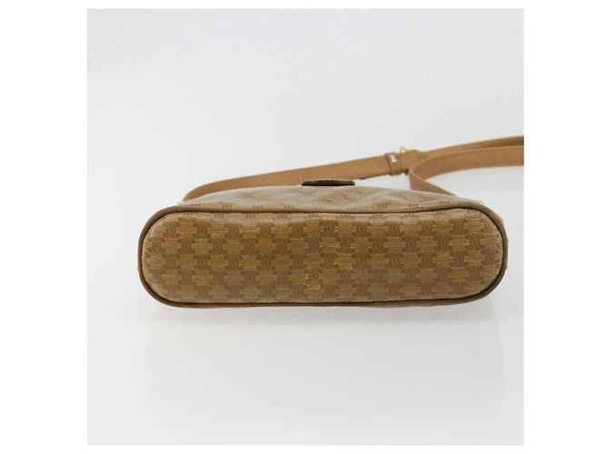 Céline Borsa a Spalla CELINE Macadam Canvas PVC Pelle Beige Oro Auth 182451 D'oro - vista 5