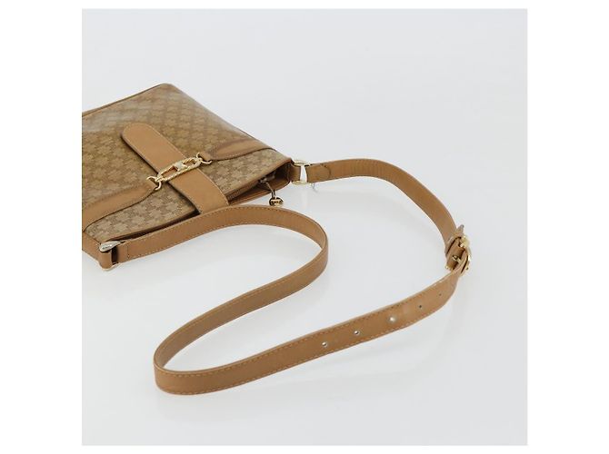 Céline Borsa a Spalla CELINE Macadam Canvas PVC Pelle Beige Oro Auth 182451 D'oro - vista 7