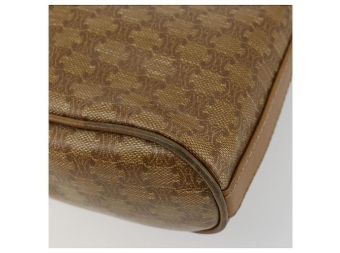 Céline Borsa a Spalla CELINE Macadam Canvas PVC Pelle Beige Oro Auth 182451 D'oro - vista 9