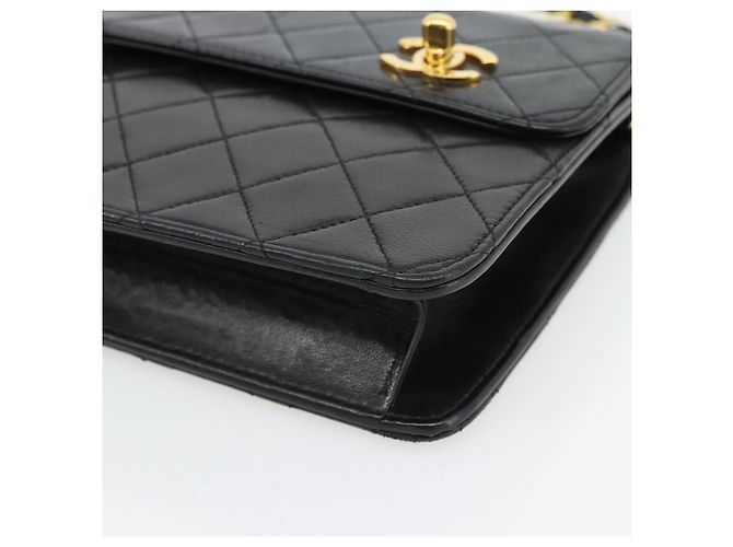 CHANEL Matelasse 23 Double Turn Lock Chain Lamb Skin 2way CC Auth 181941SAV Nero D'oro - vista 16