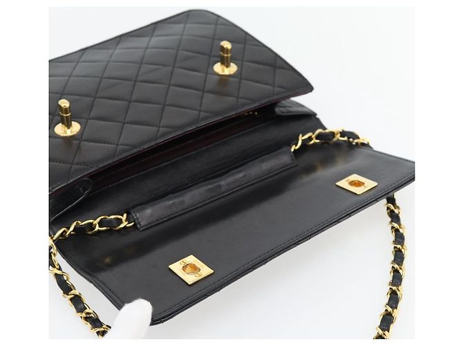 CHANEL Matelasse 23 Double Turn Lock Chain Lamb Skin 2way CC Auth 181941SAV Nero D'oro - vista 20