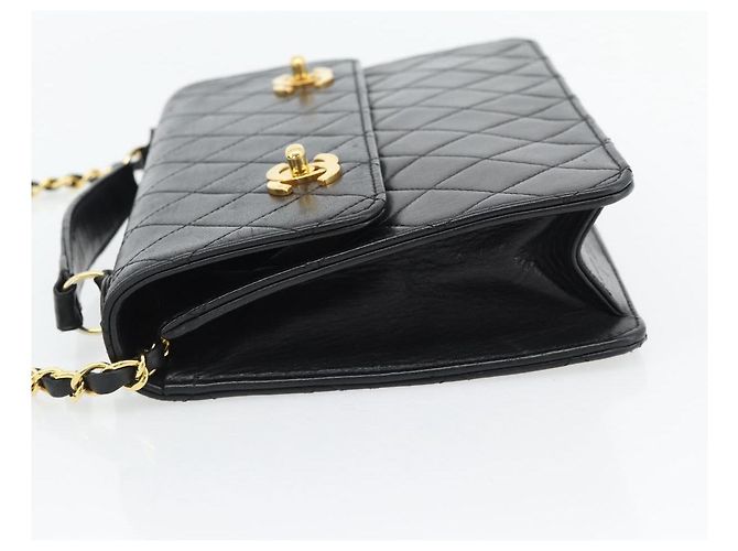 CHANEL Matelasse 23 Double Turn Lock Chain Lamb Skin 2way CC Auth 181941SAV Nero D'oro - vista 3