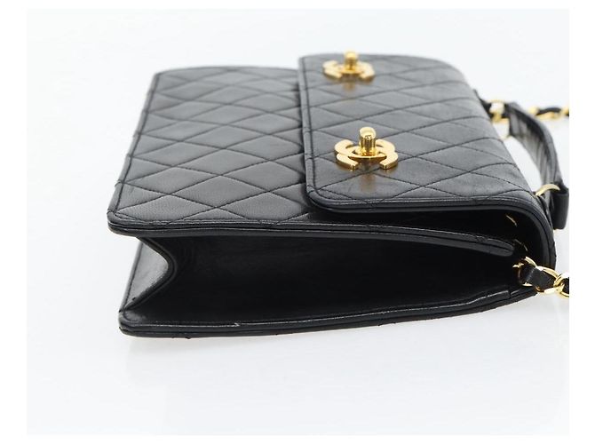 CHANEL Matelasse 23 Double Turn Lock Chain Lamb Skin 2way CC Auth 181941SAV Nero D'oro - vista 4