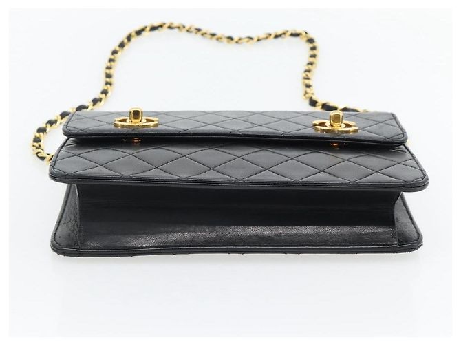 CHANEL Matelasse 23 Double Turn Lock Chain Lamb Skin 2way CC Auth 181941SAV Nero D'oro - vista 5
