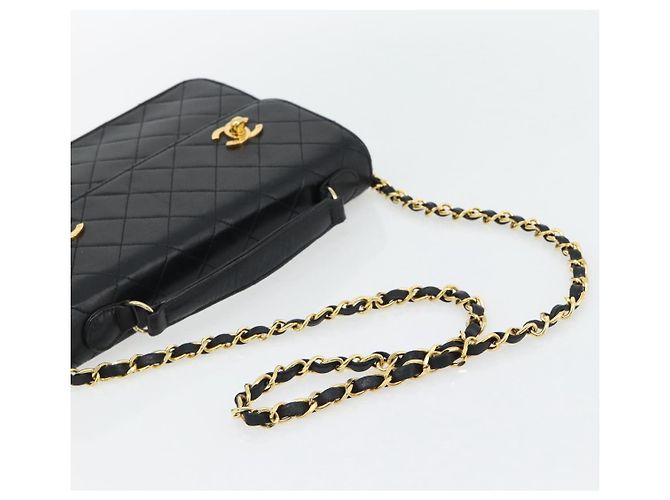 CHANEL Matelasse 23 Double Turn Lock Chain Lamb Skin 2way CC Auth 181941SAV Nero D'oro - vista 8