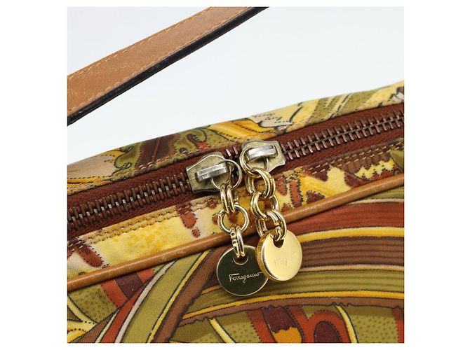 Borsa Salvatore Ferragamo in tela khaki e oro Auth BA13119 D'oro Cachi - vista 10