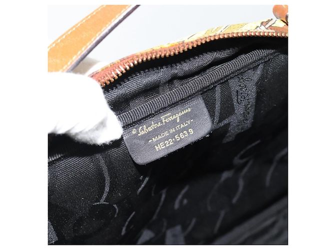 Borsa Salvatore Ferragamo in tela khaki e oro Auth BA13119 D'oro Cachi - vista 12