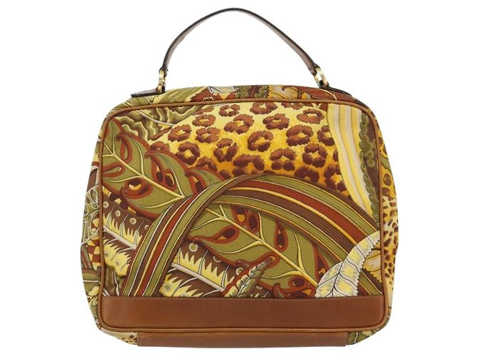 Borsa Salvatore Ferragamo in tela khaki e oro Auth BA13119 D'oro Cachi - vista 2