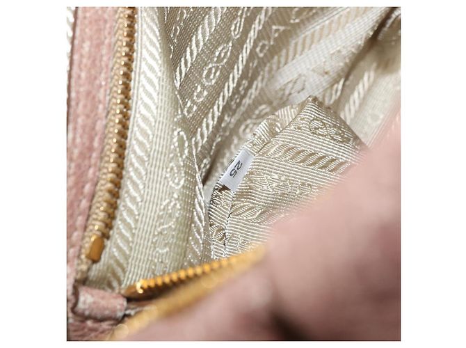 Borsa a Spalla con Catena PRADA in Pelle Rosa Oro Auth yk20410A D'oro - vista 11