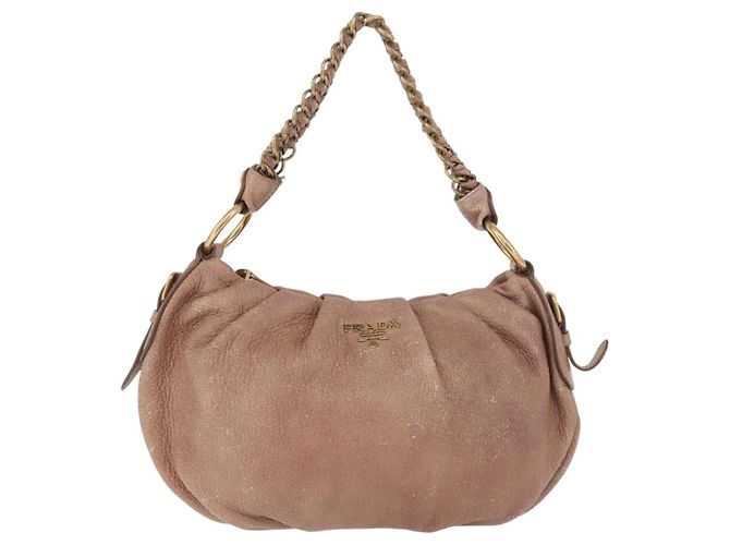 Borsa a Spalla con Catena PRADA in Pelle Rosa Oro Auth yk20410A D'oro - vista 13