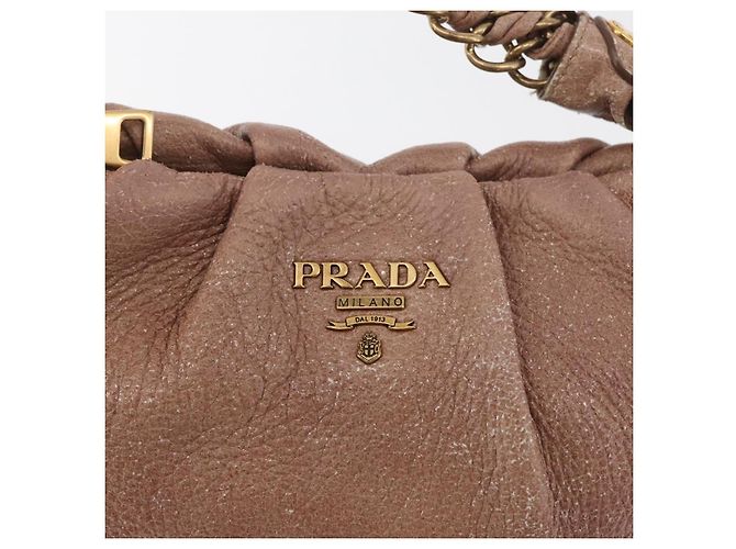 Borsa a Spalla con Catena PRADA in Pelle Rosa Oro Auth yk20410A D'oro - vista 18