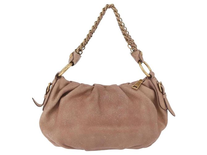 Borsa a Spalla con Catena PRADA in Pelle Rosa Oro Auth yk20410A D'oro - vista 2