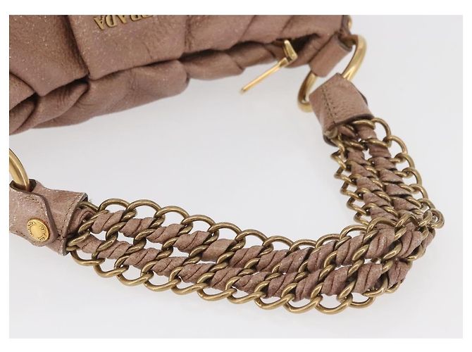 Borsa a Spalla con Catena PRADA in Pelle Rosa Oro Auth yk20410A D'oro - vista 7