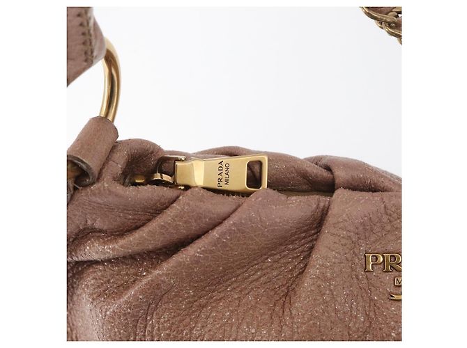 Borsa a Spalla con Catena PRADA in Pelle Rosa Oro Auth yk20410A D'oro - vista 9