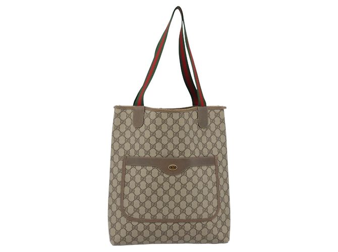 Borsa Tote GUCCI GG Supreme Web Sherry Line PVC Beige 39 02 003 Auth BA13156 - vista 13