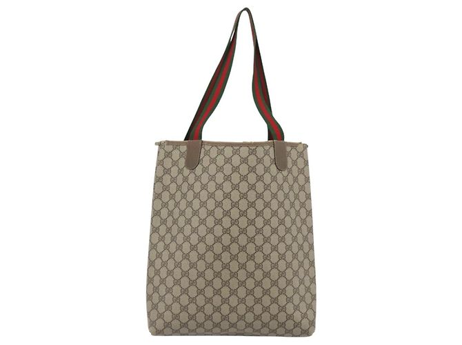 Borsa Tote GUCCI GG Supreme Web Sherry Line PVC Beige 39 02 003 Auth BA13156 - vista 2