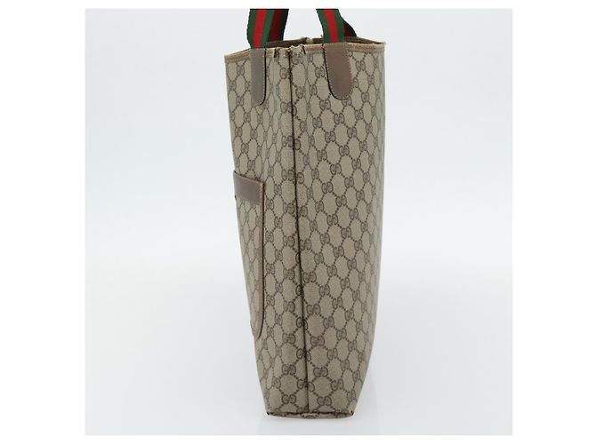 Borsa Tote GUCCI GG Supreme Web Sherry Line PVC Beige 39 02 003 Auth BA13156 - vista 4