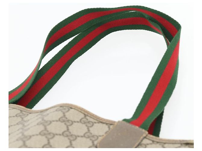 Borsa Tote GUCCI GG Supreme Web Sherry Line PVC Beige 39 02 003 Auth BA13156 - vista 8