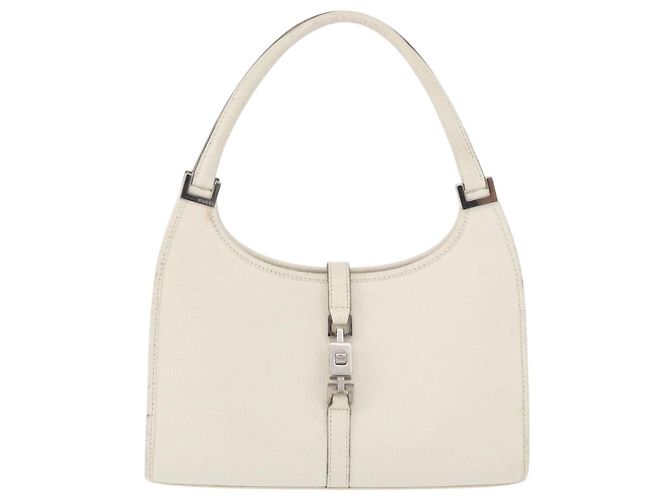 Borsa GUCCI Jackie in pelle bianco argento 002 1068 Auth 182461 - vista 13
