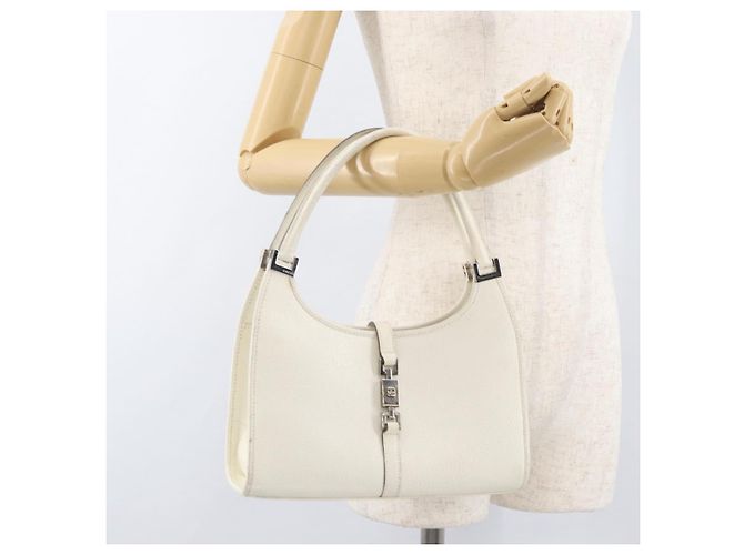 Borsa GUCCI Jackie in pelle bianco argento 002 1068 Auth 182461 - vista 22