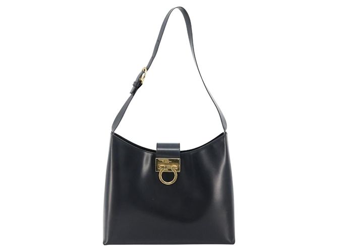 Borsa a tracolla Salvatore Ferragamo Gancini in pelle blu navy e oro Autentica BA13105 D'oro - vista 13