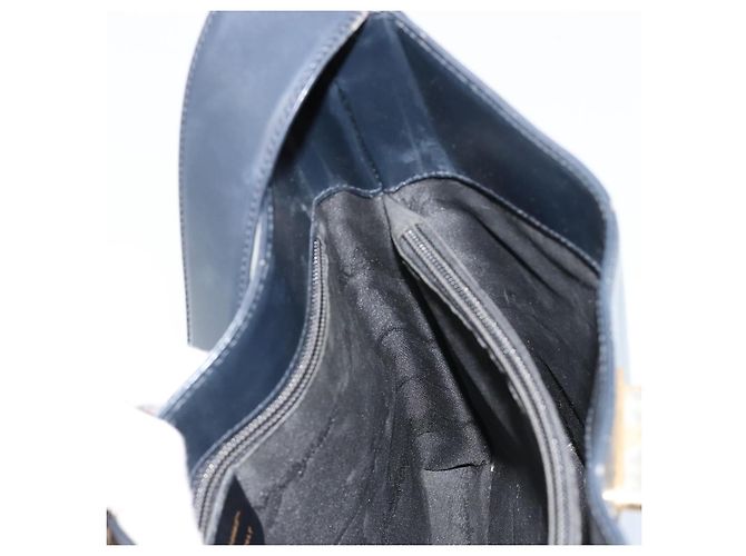 Borsa a tracolla Salvatore Ferragamo Gancini in pelle blu navy e oro Autentica BA13105 D'oro - vista 17