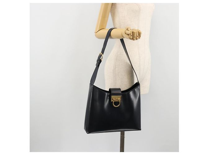 Borsa a tracolla Salvatore Ferragamo Gancini in pelle blu navy e oro Autentica BA13105 D'oro - vista 23